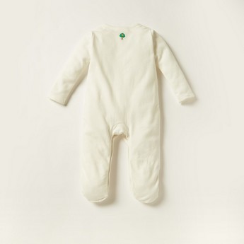 Giggles Embroidered Sleepsuit with Long Sleeves and Button Closure