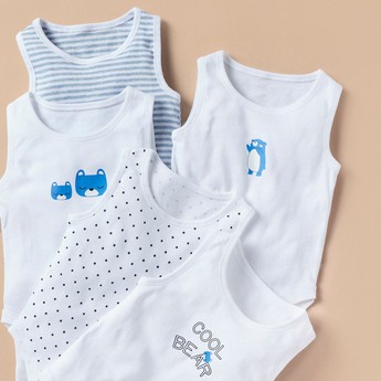 Juniors Printed Sleeveless Bodysuit with Snap Button Closure - Set of 7