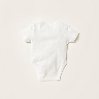 Juniors Solid Bodysuit with Round Neck and Short Sleeves