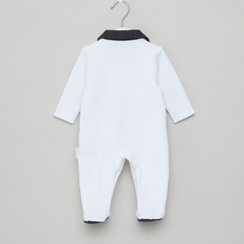 Giggles Textured Closed Feet Sleepsuit with Long Sleeves