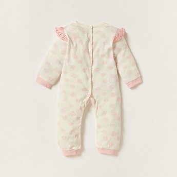 Juniors Printed Sleepsuit with Ruffles and Button Closure