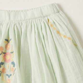 Giggles Floral Embroidered Skirt with Elasticised Waistband