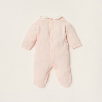 Giggles Lace Detail Closed Feet Sleepsuit with Long Sleeves