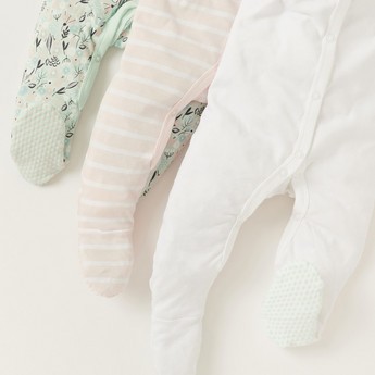 Juniors Printed Closed Feet Sleepsuit with Long Sleeves - Set of 3