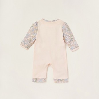 Juniors Floral Print Open Feet Sleepsuit with Long Sleeves