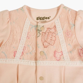 Giggles Closed Feet Sleepsuit with Lace Insert