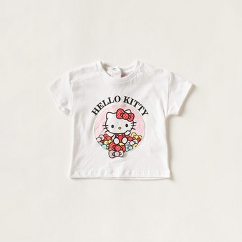 Sanrio Hello Kitty Print Crew Neck T-shirt and Shorts Set