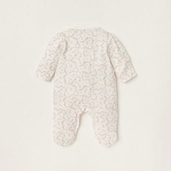 Giggles All-Over Floral Print Closed Feet Sleepsuit with Long Sleeves