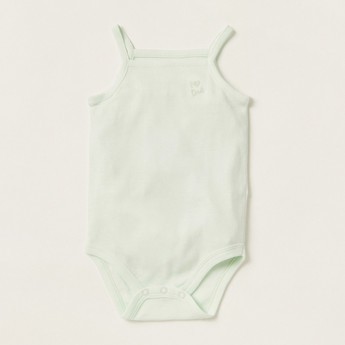 Juniors Solid Sleeveless Bodysuit with Snap Closure - Set of 2