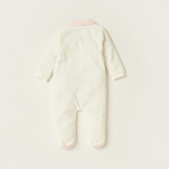 Juniors Rabbit Embroidered Closed Feet Sleepsuit with Long Sleeves