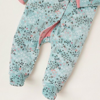 Juniors All-Over Printed Closed Feet Sleepsuit with Long Sleeves and Hood