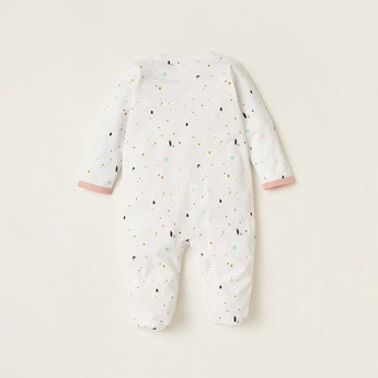 Juniors All-Over Printed Closed Feet Sleepsuit with Long Sleeves