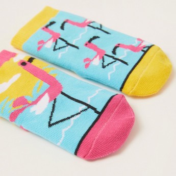 Juniors Printed Socks with Cuffed Hem