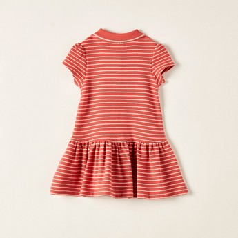 Juniors Striped Polo Dress with Cap Sleeves