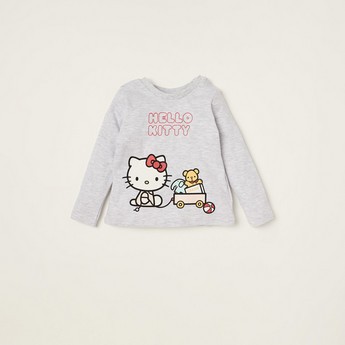 Sanrio Hello Kitty Print Crew Neck T-shirt with Long Sleeves - Set of 2