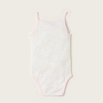 Giggles Printed Sleeveless Bodysuit with Bow Applique Detail