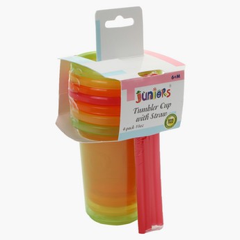 Juniors Disposable Tumbler Cup with Straw - Set of 4