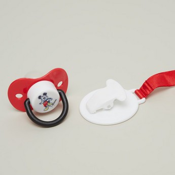 Disney Mickey Mouse Print Pacifier and Clip Holder Set