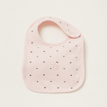 Love Earth Heart Printed Organic Bib with Snap Closure