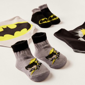 Batman Print 4-Piece Bib and Booties Set