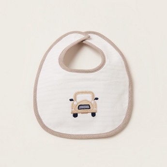 Giggles Embroidered Bib with Button Closure