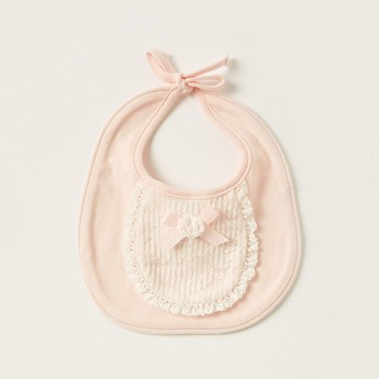 Giggles Lace Bib with Tie-Up Closure and Bow Detail