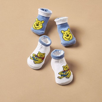 Disney Winnie the Pooh Print Bib and Booties - Set of 2