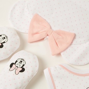 Disney Minnie Mouse Print Bib with Cap and Mittens