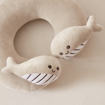 Juniors Solid Neck Pillow with Plush Whale Accent