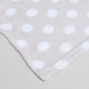 Juniors Polka Dot Printed Fleece Blanket and Cap - 76x100 cms