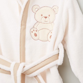 Juniors 4-Piece Hooded Bath Robe Set with Teddy Bear Applique