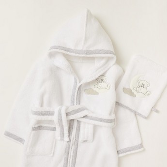 Giggles Embroidered 4-Piece Hooded Bathrobe Set