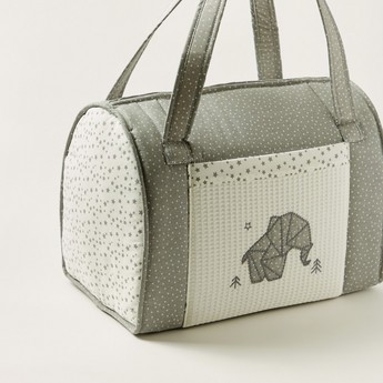 Cambrass Elephant Embroidered Diaper Bag with Double Handles