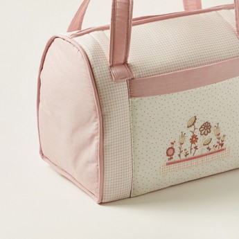 Cambrass Floral Embroidered Diaper Bag with Double Handles