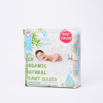 Pure Born Eco Organic Size 1, 68-Diapers Pack - 0-4.5 kgs, 0-4 Months