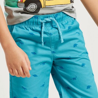 Juniors All-Over Print Shorts with Pockets and Drawstring Closure