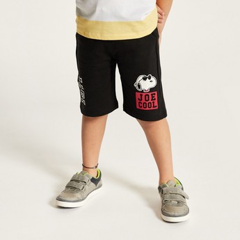 Snoopy Striped Crew Neck T-shirt and Shorts Set