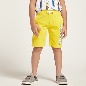 Peanuts Print Shorts with Pockets and Drawstring