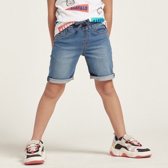 Juniors Solid Shorts with Pocket Detail and Drawstring Closure