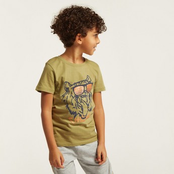 Juniors Graphic Print T-shirt with Short Sleeves - Set of 2