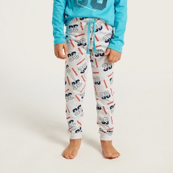 Juniors Graphic Print T-shirt and All-Over Printed Pyjamas Set