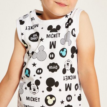 Disney All Over Mickey Mouse Print Sleeveless T-shirt