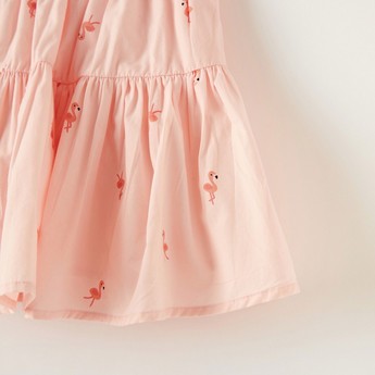 Juniors All-Over Flamingo Print Skirt with Elasticated Waistband