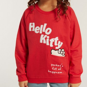 Sanrio Hello Kitty Print Sweatshirt with Long Sleeves and Pocket