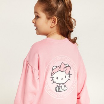 Sanrio Hello Kitty Drop Waist Dress with Round Neck and Long Sleeves