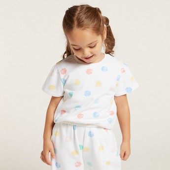 Juniors Printed Top and Full-Length Pants Set