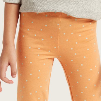 Juniors All-Over Polka Dot Print Leggings with Elasticated Waistband