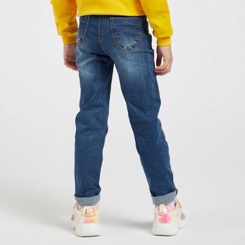 Juniors Solid Jeans with Button Closure and 5-Pockets