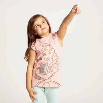 Disney Belle Print Short Sleeves T-shirt and Elasticated Pyjamas Set