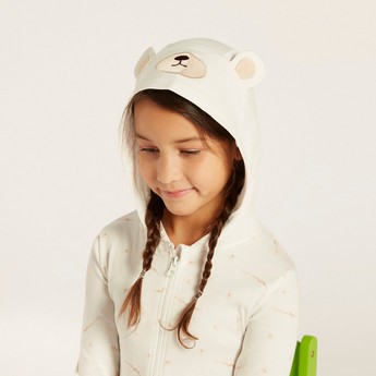 Love Earth Printed Organic Onesie with Long Sleeves and Hood